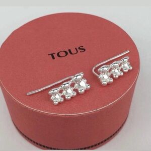 Tous Silver and White Cluster Earrings